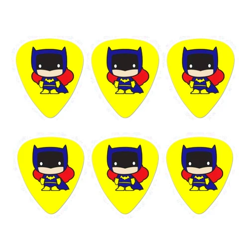GRAPHICS & MORE Batman Batgirl Cute Chibi Character Novelty Guitar Picks Medium Gauge - Set of 6