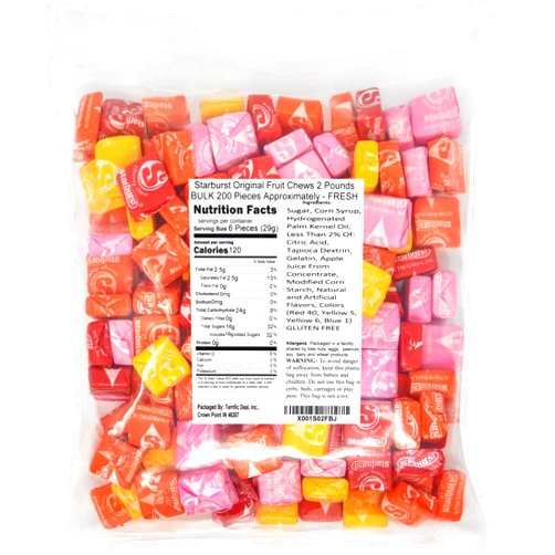 Starburst Original Fruit Chews Sugar Candy, 2.0 Pounds Bulk 200 Pieces Approximately
