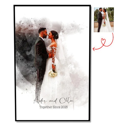 LOVELYPOD Custom Watercolor Portrait from Photo, Customized Portrait Canvas for Couples, Wedding Wall Art, Anniversary Wall Art for Couple, Personalized Valentines Gifts for Her, Husband, Wife