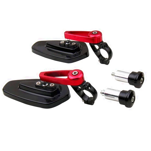 MotorToGo Black Arrow Bar End Mirrors with red stem Compatible for 2015 MV Agusta Brutale 800RR