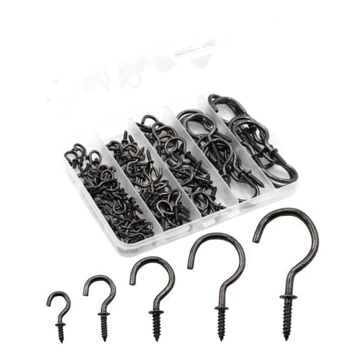 IDEALSV Black Bronze Screw in Cup Hooks Kit 115 Pack 1/2