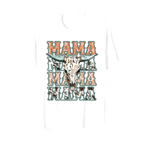 Mama Leopard Matching Family Mother's Day Party Groovy Mama Western Cow Skull Matching Family Mother's Day T-Shirt