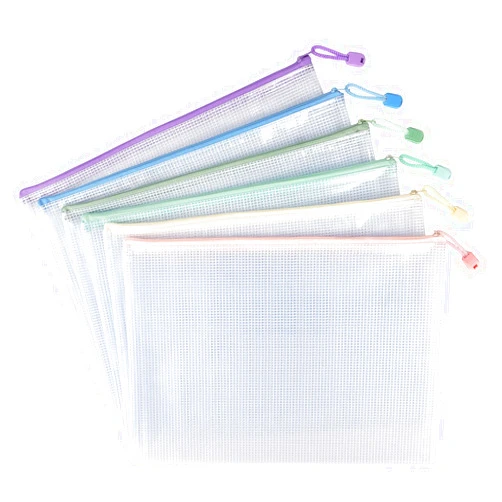 Tamaki 6 Pack Mesh Zipper Pouch Bags Waterproof Zipper Bags Durable Pouches for Organization Bag Board Game Storage, Document Bag Letter/A4
