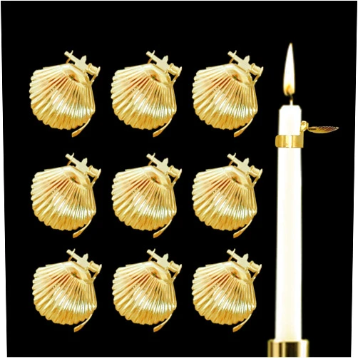 SWTHM 10pcs Candle Snuffer, Shell Automatic Candle Extinguisher Clip On Fire Extinguishing Candle Snuffer Extinguisher Gold Metal Swedish Candle Extinguisher Ring Candle Accessories or Putting Out Candle