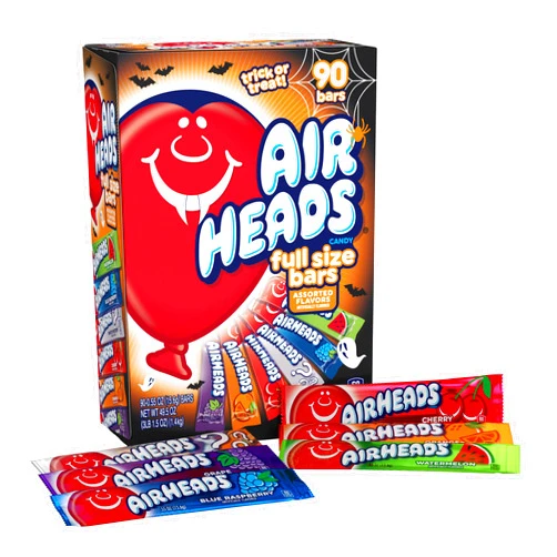 Airheads Candy Bars, Halloween Variety Box, Chewy Full Size Fruit Taffy, Trick or Treat Mega Box, 90 Individually Wrapped Full Size Bars (Packaging May Vary)