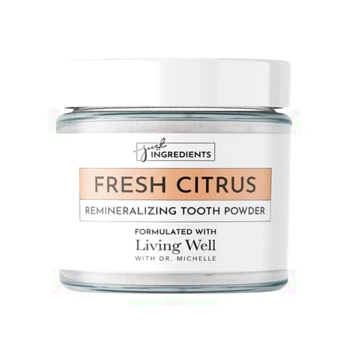 Living Well with Dr. Michelle Fresh Citrus Remineralizing Tooth Powder | Kids Tooth Powder & Great for Adults | Fluoride-Free Formula with Hydroxyapatite | Natural Ingredients & Cavity Prevention