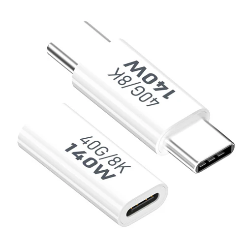 BORLTER CLAMP USB to USB Adapter, USB-C Male to Male Adapters with 40Gbps Transfer Speed (140W CC Bend) Compatible with MacBook, iPad, Samsung, iPhone 15 and More Type C Devices - Set of 2