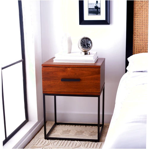 Safavieh Home Collection Marquise Brown 1-Drawer Storage Bedroom Accent Side Table Nightstand NST5005A