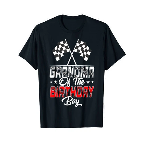 Birthday Racing Car Driver Checkered Flag Outfit Race Car Grandma of The Birthday Boy Racing Family Pit Crew T-Shirt