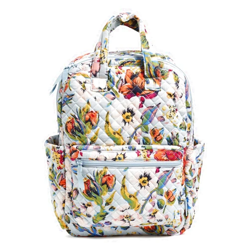 Vera Bradley Women's Cotton Campus Totepack Backpack, Sea Air Floral - Recycled Cotton, One Size
