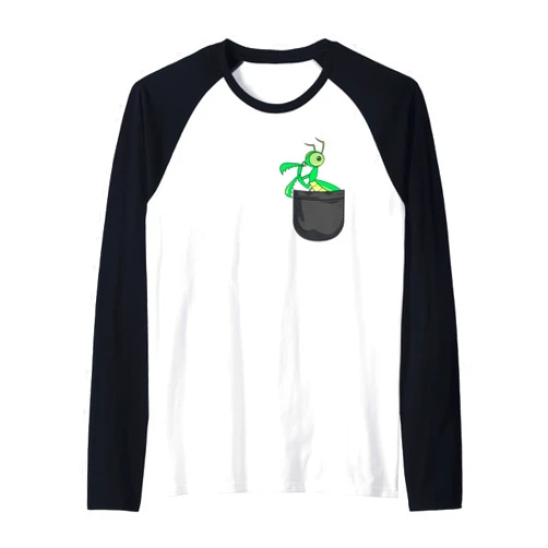 Praying Mantis Funny Gifts Co Animal Praying Mantis In Pocket Funny Animal Lover Gift Raglan Baseball Tee