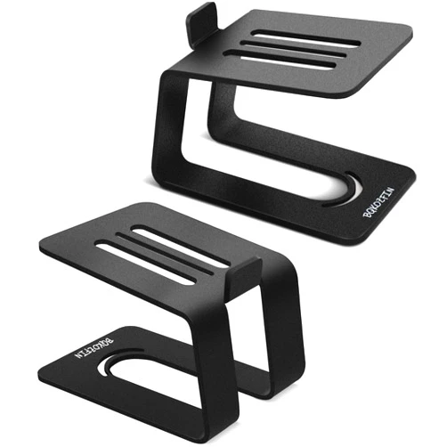 BQKOZFIN One Pair Metal Desktop Speaker Stands Professional Studio Monitor Stand for Small Medium Bookshelf Computer Speakers, Black
