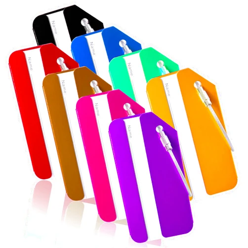 LQ-SCYCX-TT 8 Pack Luggage Tag, Aluminum Luggage Tags Set, Luggage Tag with Name ID Card, Luggage Tag Holders for Travel Luggage Baggage Identifier, Bag Baggage Tags Suitcase Identify Labels with Privacy Cover