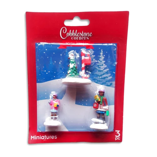 Christmas Crafts Cobblestone Corners Christmas Village Collection Piece Figurine Miniatures - 3 Pieces (Presents Shopping and Santa Mailbox)
