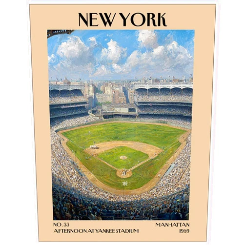 K&L DESIGN CO. Retro Vintage New York Wall Art Print - 11x14 Unframed Poster - New York City Souvenirs, Cute Trendy Colorful Wall Decor (Yankee Stadium, 11x14)