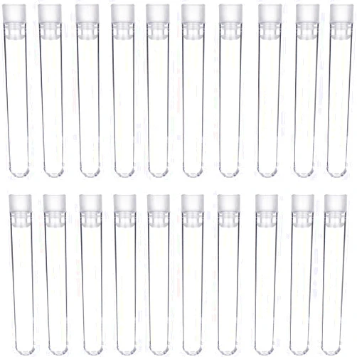 Hicarer 50 Pieces Clear Plastic Test Tubes 12 by 75 mm with Push Caps, 5 ml