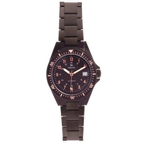 HERITOR Automatic Calder Bracelet Watch w/Date - Black