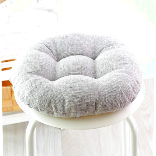 CINGK Office Chair Pads and Cushion Soft Cotton Linen Chair Cushion Decor Outdoor Indoor Upholstered Patio Dining Chairs Seat Cushion,Thick Round Chair Cushion Gray D45cm
