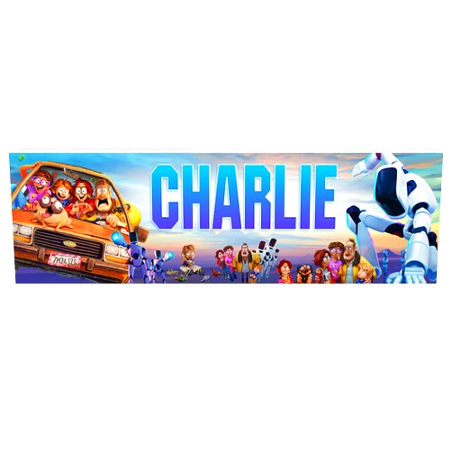 Handmade Cartoon Robot The Mitchells vs the Machines' Poster - Personalized Birthday Wall Art Name Banner with Custom Name On it, Border Mat and Frame Options