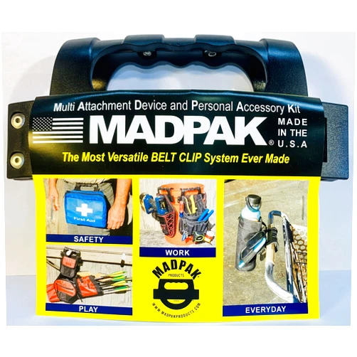 MADPAK Universal Utility Belt & Versatile Belt Clip System and Enhancement Accessories - Improves Portability, Efficiency, and Safety of Belt Mountable Tools, Equipment, Gear, Made in The USA