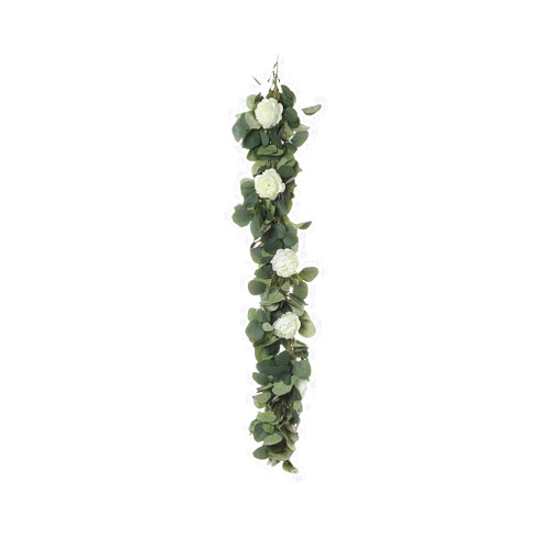 BalsaCircle 48-Inch Long Frosted Green Artificial Eucalyptus Leaves with Silk Ranunculus Flowers Vine Garland Wedding Decorations Supplies