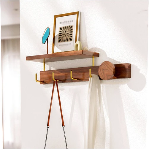 IRUGS Decorative Hooks, Coat Racks, Wood Hat Rack with Shelf, Wall Floating Shelf,Entryway Wall Organizer, Wall Hooks, Coat Hooks for Coats/Keys/Hats/Robe&Towels/Plants/Bags(50cm)