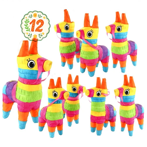 GIFTEXPRESS 12pc Value Pack Mini Donkey Piñatas 7.5x5.5