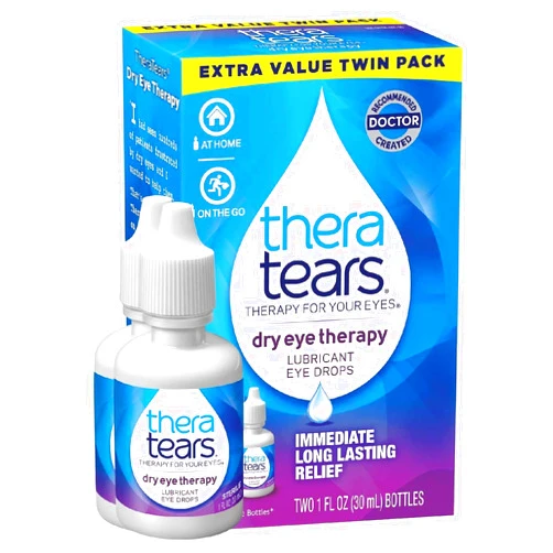 TheraTears Dry Eye Therapy Lubricating Eye Drops for Dry Eyes, 1 fl oz bottle Twin Pack, (2 x 30mL Bottles)