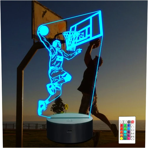 Ammonite Basketball Player 3D Night Light, LED Bedside Lamp for Kids, 16 Colors Changing with Remote Control and Timing Function Kids Bedroom Decor as Xmas Holiday Birthday Gifts for Boys Girls