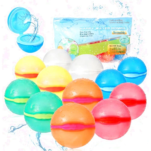 Depokest Reusable Water Balloons Refillable for Kids: Soft Silicone Material Self Sealing for Outdoor Activities - Summer Pool Beach Water Bomb for Boys Girls 3-12 Years (12Pack)