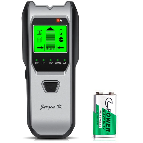 Jurgen K Stud Finder Wall Scanner, 5 in 1 Multifunction Stud Locator with Upgraded Smart Sensor, HD LCD Display and Audio Alarm for The Center & Edge of Metal, Studs, AC Wire, and Pipe Detection(Dim Gray)