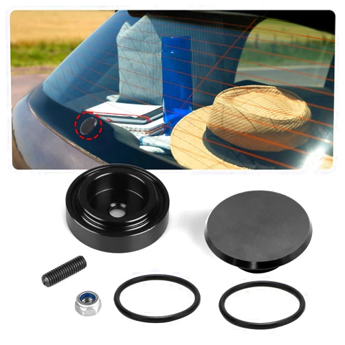 SOMUCH Car Rear Wiper Plug - Aluminum Waterproof Rear Windshield Wiper Delete Kit Block-off Grommet Cap Accessories for Cars SUVs Trucks (Black)
