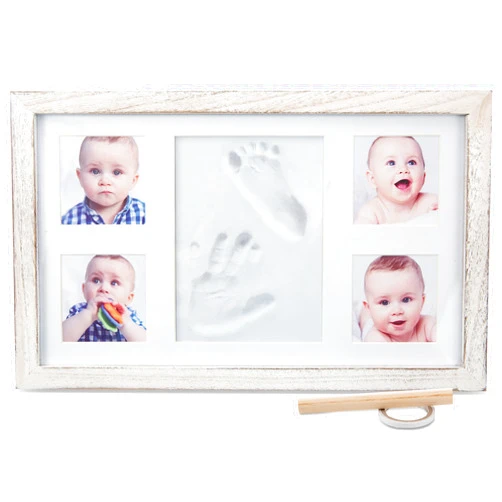 Little Hippo Baby Footprint Kit & Keepsake | Baby Handprint Kit | Baby Hand and Footprint Kit (Rustic White, Large)