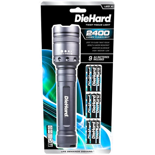 DieHard 2,400 Lumen Precision Focus Flashlight, 41-6124, Grey