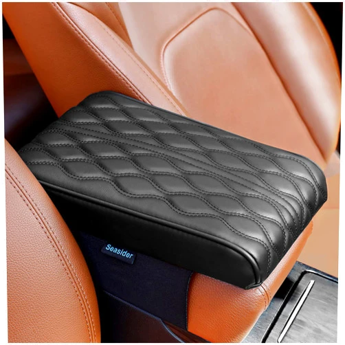 Seasider Car Armrest Cover Cushion, 100% Soft Memory Foam Inner Pillow, Car Arm Rest Padded Cover, Auto Center Console Pad, Waterproof Elbow Rest Box Covers, Car Interior Accessory