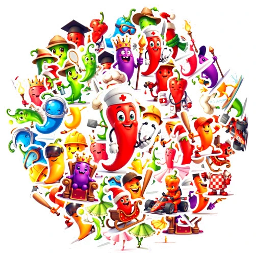 Spriggenix 35Pcs Cartoon Chili Pepper Stickers Waterproof Chili Pepper Sticker for Water Bottle Laptop Phone Cases Planner Skateboard Luggage Helmet Party Favor Decor Ideal for Adults Teens Teacher Rewards C2C66