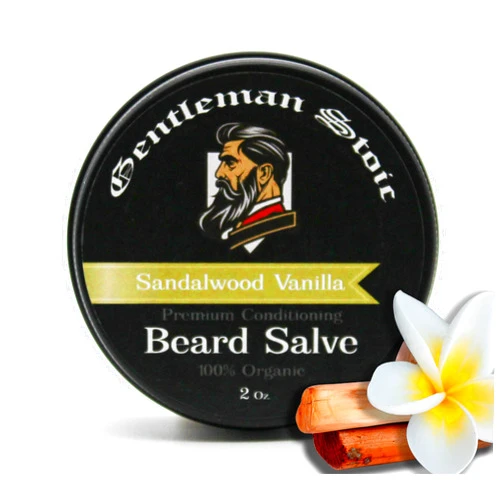 Gentleman Stoic Premium Beard Balm - Argan, Avocado Seed Oil, and Vitamin E Infused - Strengthening and Conditioning Beard Balm For Men. Stop Itch, Flaking, and Frizz (Sandalwood Vanilla)