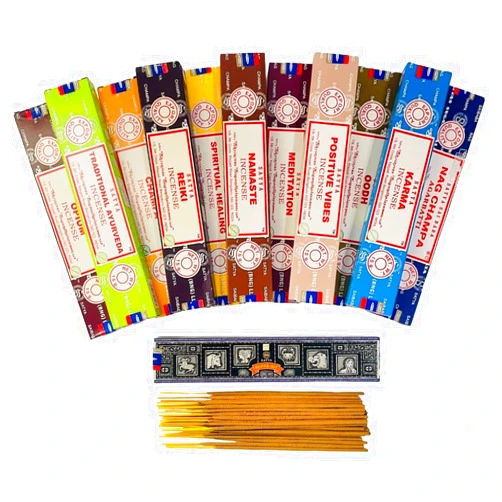 Giftbrit Satya Incense Set 12 x 15gram Includes: Nag, Super Hit, Oodh, Positive Vibes, Namaste, Champa, Opium, Reiki, Spiritual Healing, Karma, Traditional Ayurveda and Meditation, Wood, Multi, Packs