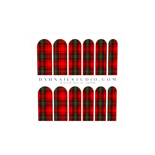 DXH NAIL CO. Red Christmas Plaid Buffalo Check Nail Decals Water Transfer Nail Wraps for Nail Extensions Manicure Accessories (40MM Medium)