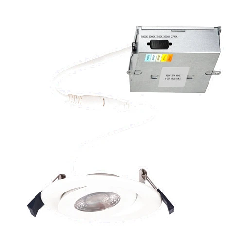 WAC Lighting, Lotos 4in LED Round Adjustable 5-CCT Selectable 2700K-3000K-3500K-4000K-5000K Recessed Kit in White