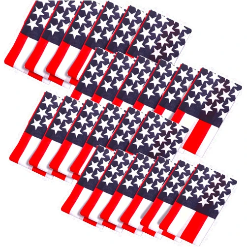 SATINIOR 24 Pack American Flag Bandanas Headband USA Flag Clothing Bandana Patriotic Accessories, Unisex USA Flag Print Head Wrap Scarf