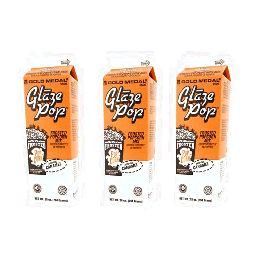 Gold Medal Glaze Pop,Frosted Caramel Popcorn Flavoring, Gold Medal 2525, 3 Cartons