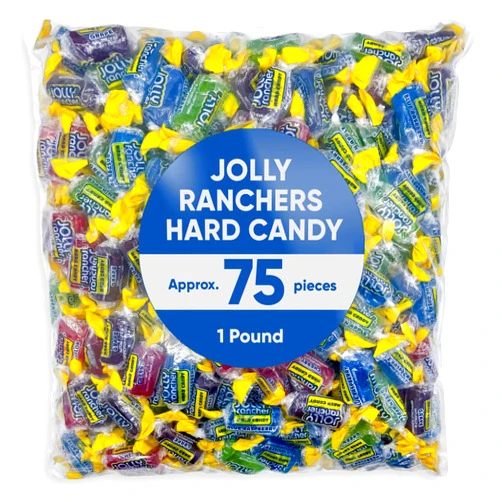 CHAIN & JO SWEETS Jolly RanchersAssorted Fruit Flavored Hard Candy - 1 Pound Of Approx 75 Hard Candy Individually Wrapped - Bulk Jolly RanchersMix - Christmas Hard Candy Jolly RancherFruit Candy in Bulk - Fruit Flavored Candy - Hard Candy Assortment Fruit Candy