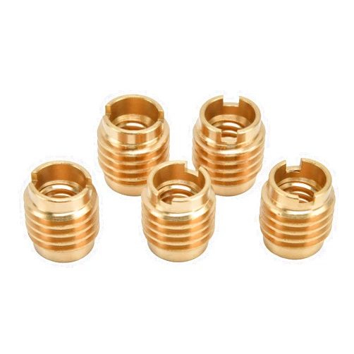 PerGar 5 Pcs Threaded Inserts, Brass Dual Threaded Insert, Beer Tap Handle Beer Tap Handles, Manual Install Nuts, Beer Keg Coupler Fitting for 3/8in ‑16 UNC External Thread