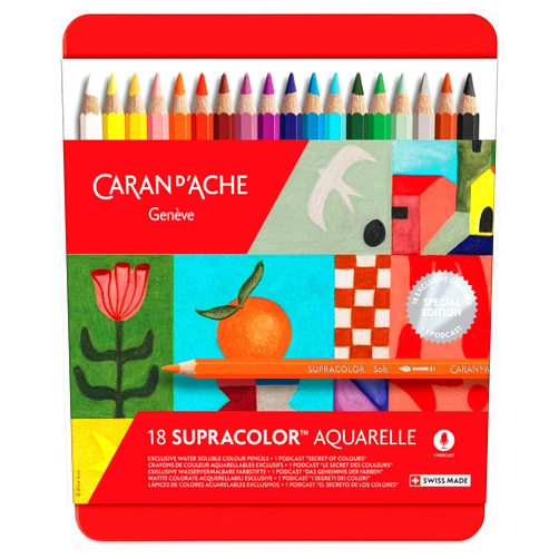 Caran d'Ache Supracolor Soft Aquarelle Pencils - Assorted Colors, Set of 18, Special Edition