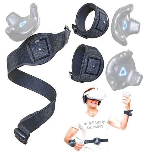Skywin VR Tracker Belt and Tracker Strap -1Belt and 2Hand Straps, Adjustable Belt, Hand Straps for Waist and Full-Body Tracking in Virtual Reality Compatible with HTC Vive System Tracker Pucks
