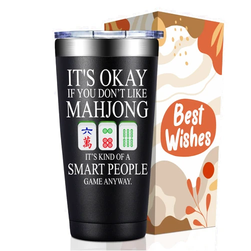 BIRGILT Mahjong Gifts for Women, Men - Christmas Gifts for Players Lovers - Smart People Game Mahjong Cup - Funny Mah Jongg Themed Gift Tumbler 20oz