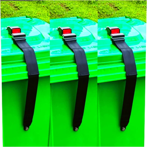 JFOMOYGI 3 PCS Buckle Type Trash Can Locks for Animals Semi-Automatic,Trash Can Lid Lock,Universal Trash Can Lock Belt,Garbage Trash Can Lid Locks for Raccoon,Easy Single Hand Release