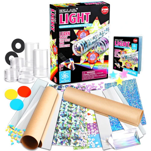 FUN KIDZ Twins Kaleidoscope Kit for Kids, FunKidz DIY Kaleidoscope Making Craft Kit with Prism Gift Optical Illusion Science Experiment Educational STEM Toy