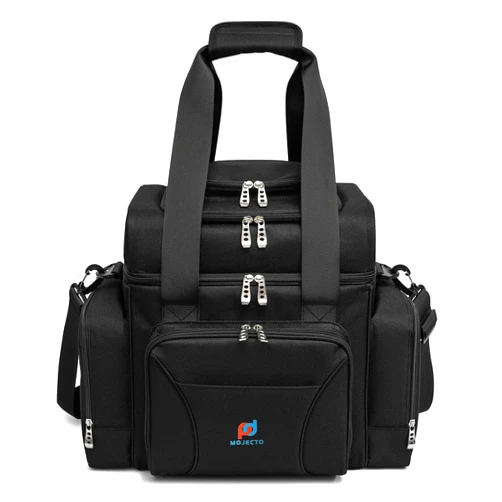 MOJECTO Large Cooler Bag (15x12.5x9 in). Two Insulated Compartment, Heavy Duty Fabric, Thick Insulation, Reinforced Stiches, Multiple Pockets, Durable Zipper.